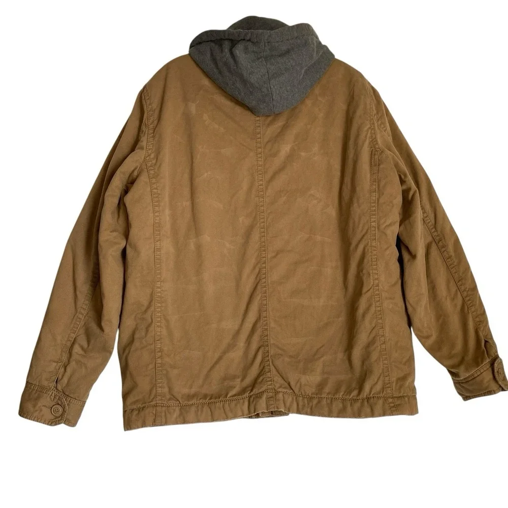 Vintage American Eagle Hooded Utility Field Jacket Size L Brown Canvas Military